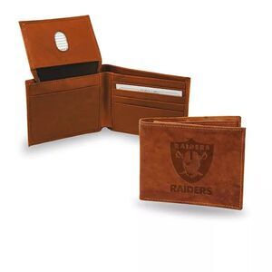 Rico Industries NFL Men's Oakland Raiders Leather Billfold Wallet in Brown